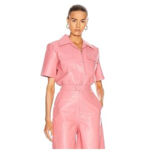 REMAIN Sienna Lamb Leather Pink Conch Shell Pastel Shirt Retail $310 Size 12